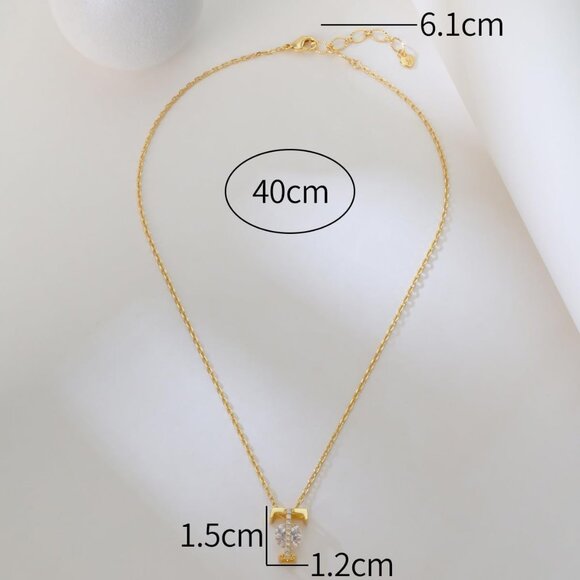 14K Gold Plated Initial Necklace with Cubic Zirconia - Personalized Elegance - Picture 4 of 6